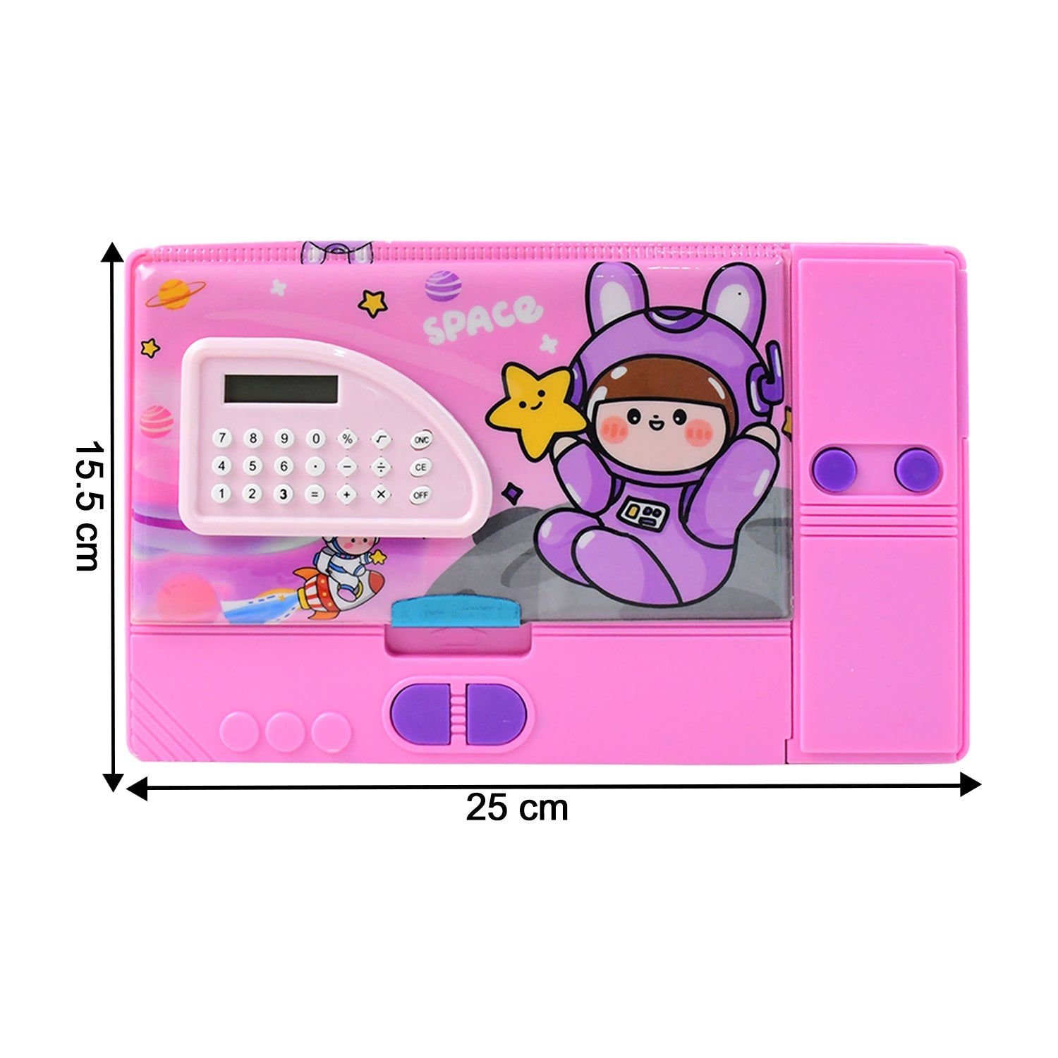 Cartoon Space Theme Pencil Box with Built-in Calculator Cartoon Space Theme Pencil Box with Built-in Calculator